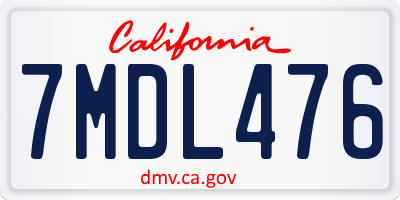 CA license plate 7MDL476