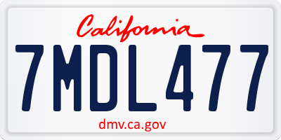CA license plate 7MDL477