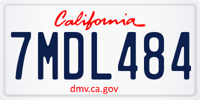 CA license plate 7MDL484
