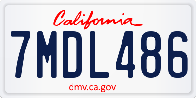 CA license plate 7MDL486