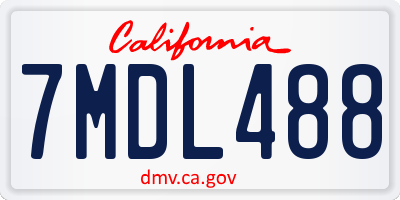 CA license plate 7MDL488