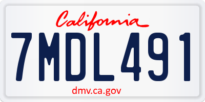 CA license plate 7MDL491