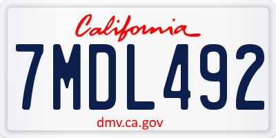 CA license plate 7MDL492