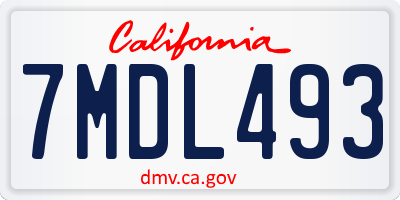 CA license plate 7MDL493