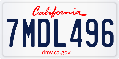 CA license plate 7MDL496