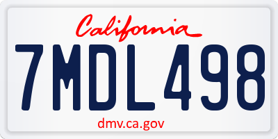CA license plate 7MDL498