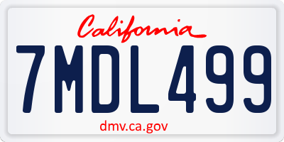 CA license plate 7MDL499