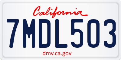 CA license plate 7MDL503