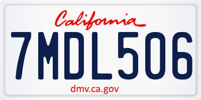 CA license plate 7MDL506
