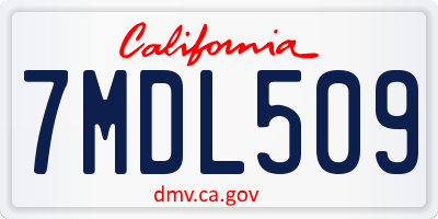 CA license plate 7MDL509