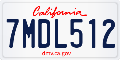 CA license plate 7MDL512