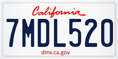CA license plate 7MDL520