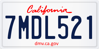 CA license plate 7MDL521