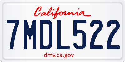 CA license plate 7MDL522