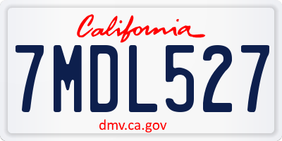 CA license plate 7MDL527
