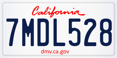 CA license plate 7MDL528