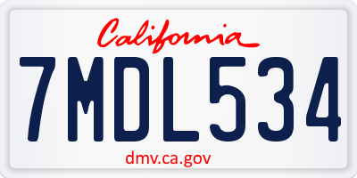 CA license plate 7MDL534