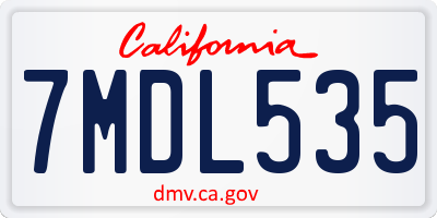 CA license plate 7MDL535