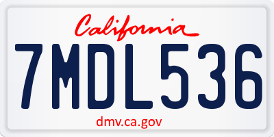 CA license plate 7MDL536