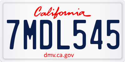 CA license plate 7MDL545