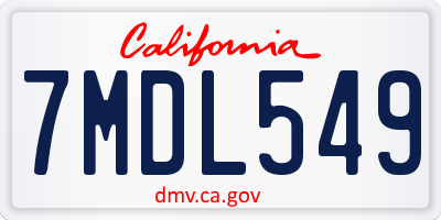 CA license plate 7MDL549