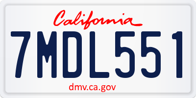 CA license plate 7MDL551