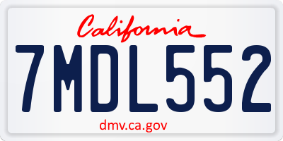CA license plate 7MDL552