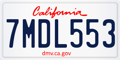 CA license plate 7MDL553