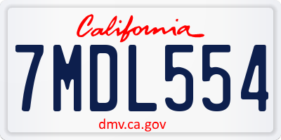 CA license plate 7MDL554