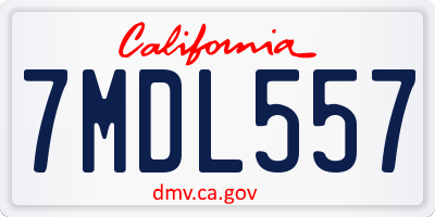 CA license plate 7MDL557