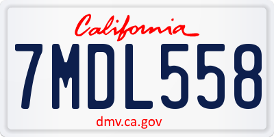CA license plate 7MDL558