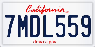 CA license plate 7MDL559