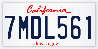 CA license plate 7MDL561