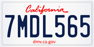 CA license plate 7MDL565