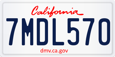 CA license plate 7MDL570