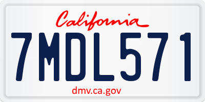 CA license plate 7MDL571