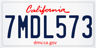 CA license plate 7MDL573