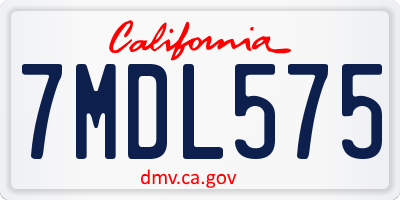 CA license plate 7MDL575