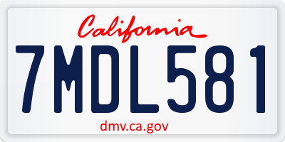 CA license plate 7MDL581