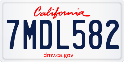 CA license plate 7MDL582