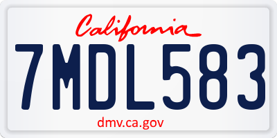 CA license plate 7MDL583