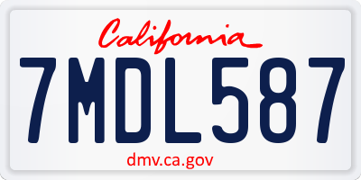 CA license plate 7MDL587