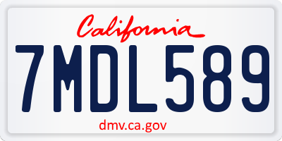 CA license plate 7MDL589