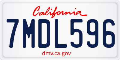 CA license plate 7MDL596