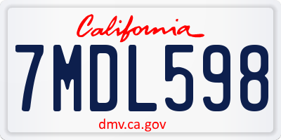 CA license plate 7MDL598