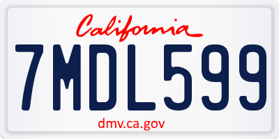 CA license plate 7MDL599