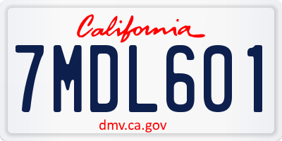 CA license plate 7MDL601