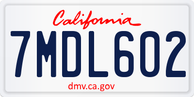 CA license plate 7MDL602