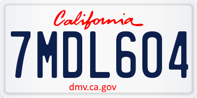 CA license plate 7MDL604