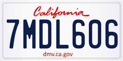 CA license plate 7MDL606